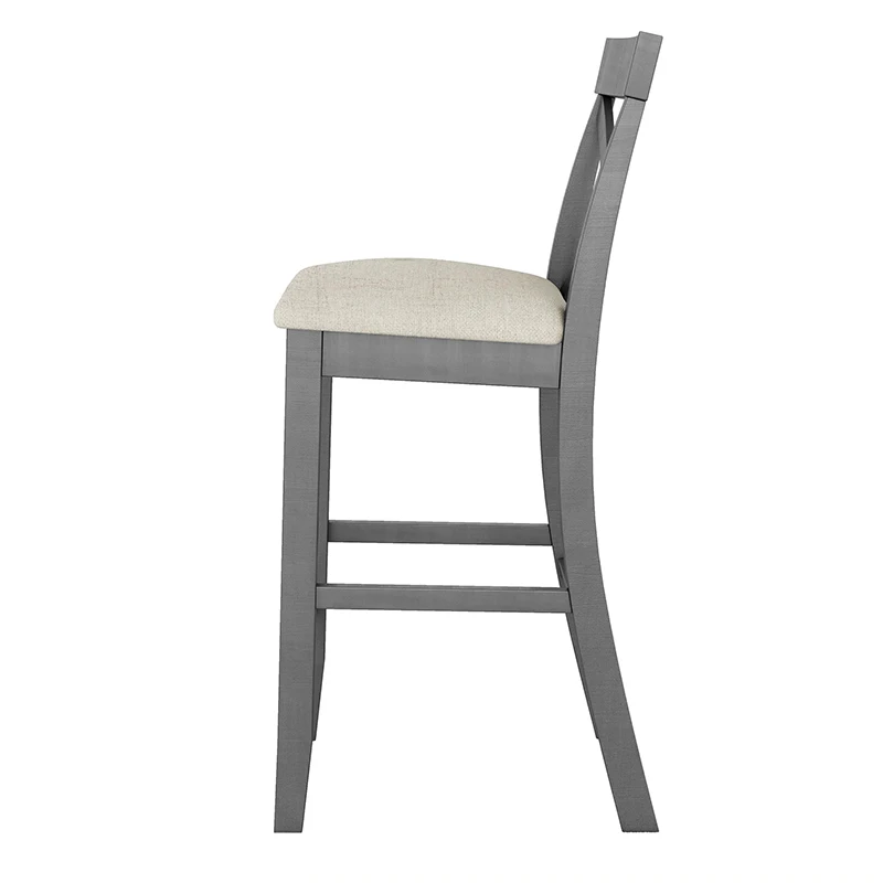 TOPMAX Farmhouse 48"Rectangular Wood Bar Height Dining Set Kitchen Breakfast Nook with 2 Chairs for Small Places,Gray WL