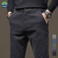 Brand Clothing Autumn Winter Classic Work Stretch Pants Men Cotton Business Slim Fit Grey Black Korea Casual Cargo Trousers Male