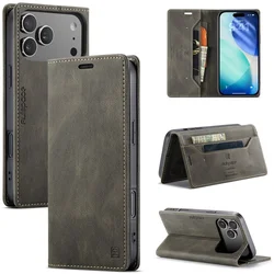 Premium Magnetic Leather Flip Wallet Phone Case with Card Slots and Cover Purse Functionality - iPhone 14 (Coffee)