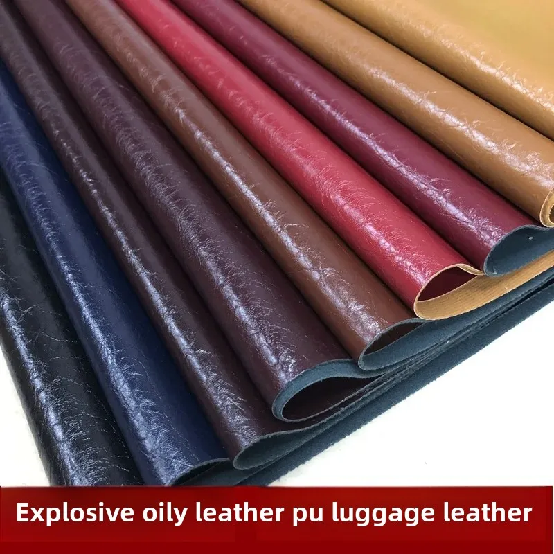 Thick PU Leather Fabric Crack Pattern Oil Wax Leather Bag Material Home Sofa Cross-Border Artificial Clothing Fa
