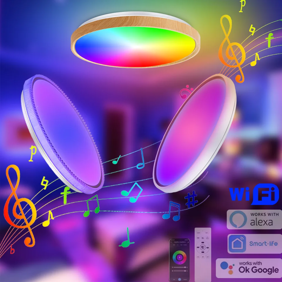 Chysongoods-スマートLEDシーリングライト,Bluetoothスピーカー,wifi