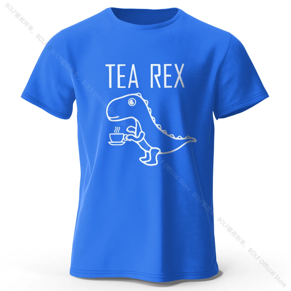 Tea-Rex Dinosaur Graphic Unisex Cotton T-Shirt - Soft & Breathable Short Sleeve Tee