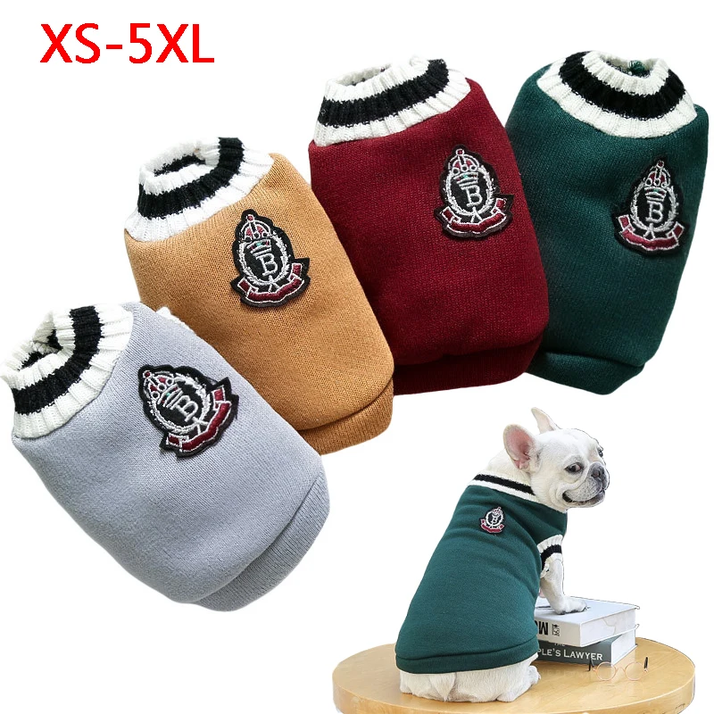 College Style Pet Dog Sweater Winter Warm Dog Clothes For Small Medium