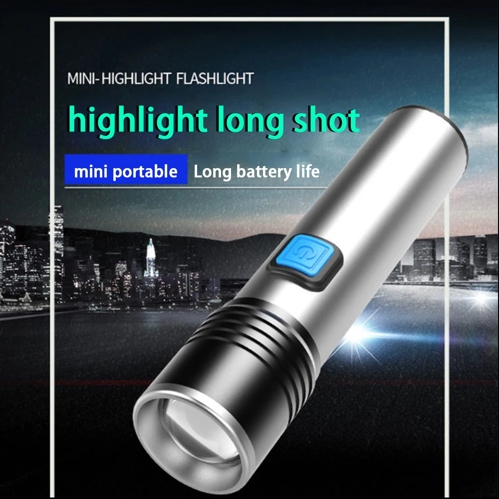 

Масштабируемый встроенный аккумулятор XM-L USB Перезаряжаемый светодиодный фонарик, мини-фонарик, алюминиевый водонепроницаемый для кемпинга