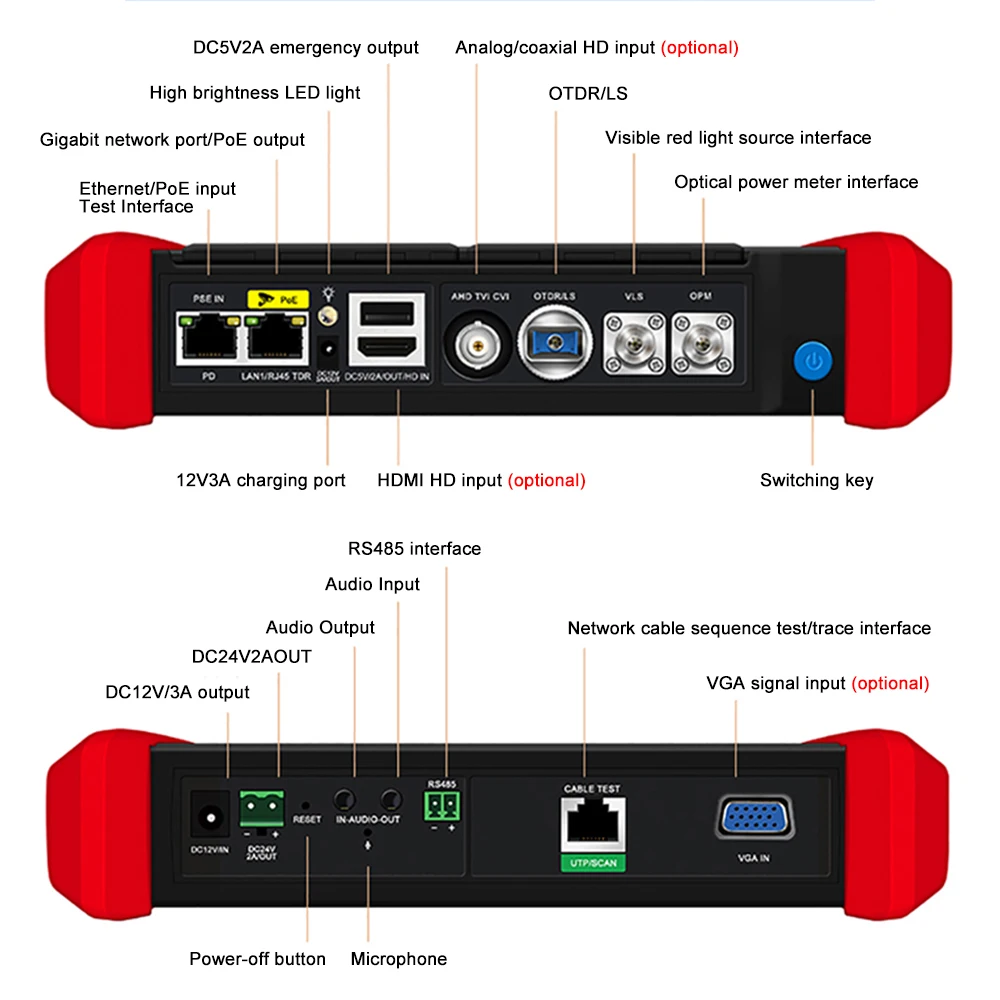 4K OTDR IP CCTV Tester 1310/1550nm 1610nm Active Fiber Multi in 1 Optical Time Domain Reflectometer with OPM OLS VFL Map OTDR
