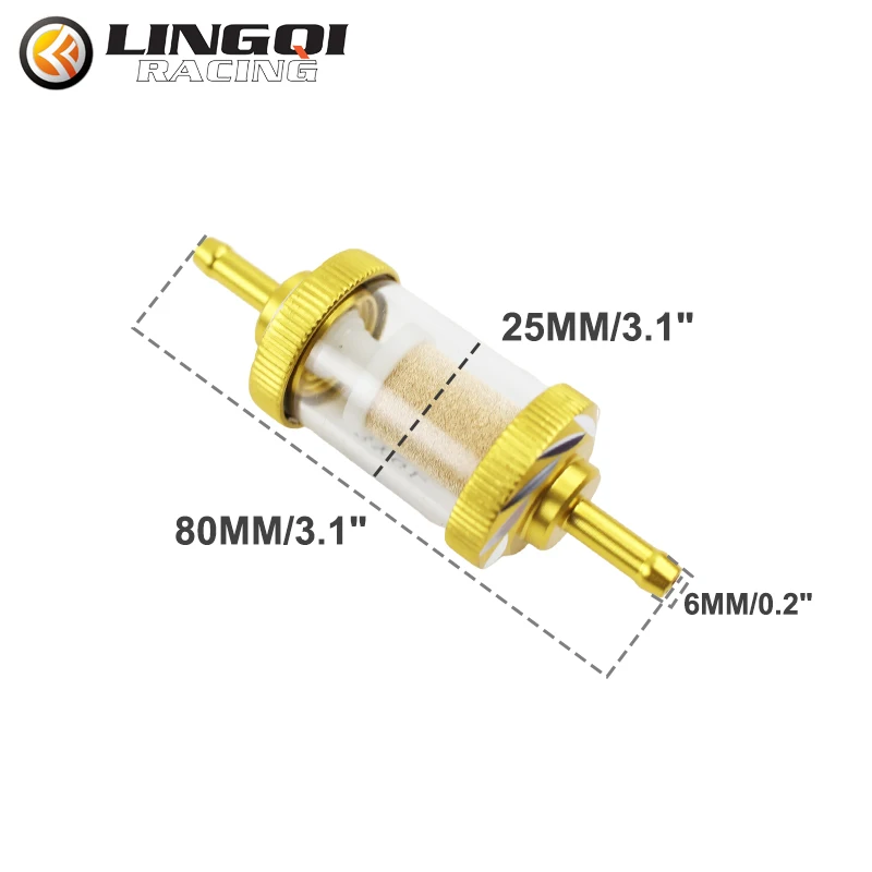 LINGQI Modified Universal Aluminum Alloy Sheel Copper Core Oil Filter Fit for Dirt Pit Bike Gasline Fuel Filter With Copper Core