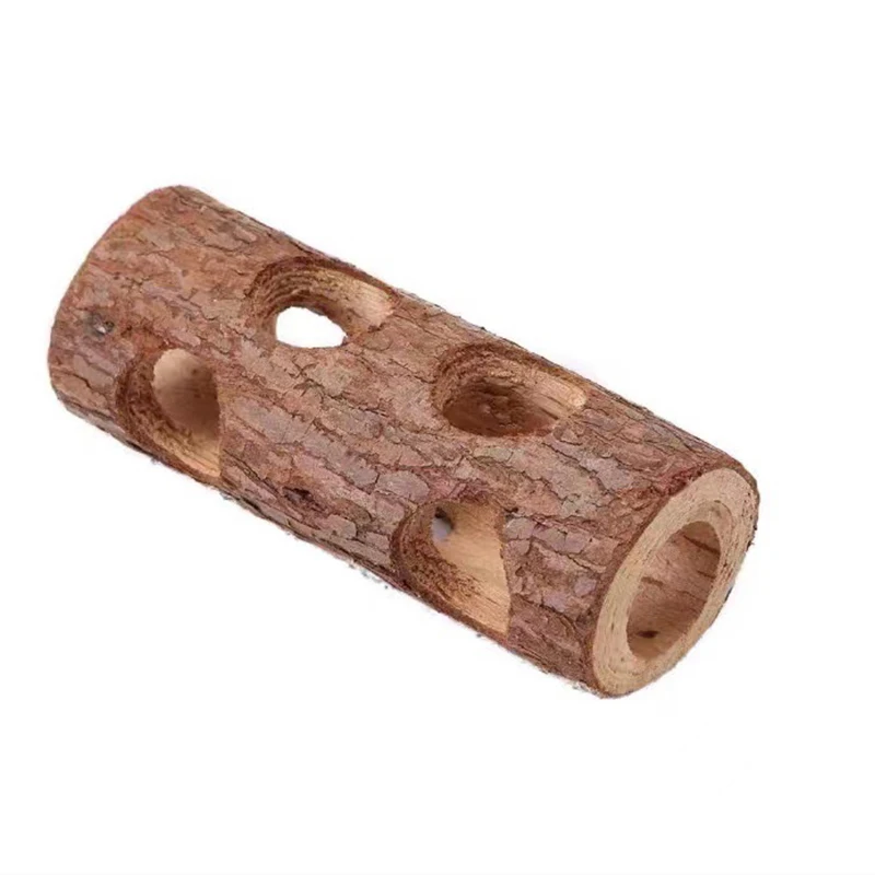 Hamster Wooden Tunnels Tubes Bite-resistant Hideout Molar Toy For Indoor Cats Dogs