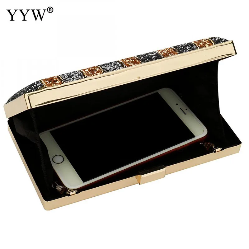 Luxury Bling Sequins Zinc Alloy Evening Clutch Handbag Soft Surface Womens Wedding Bridal Prom Purse with Metal Hanging Strap