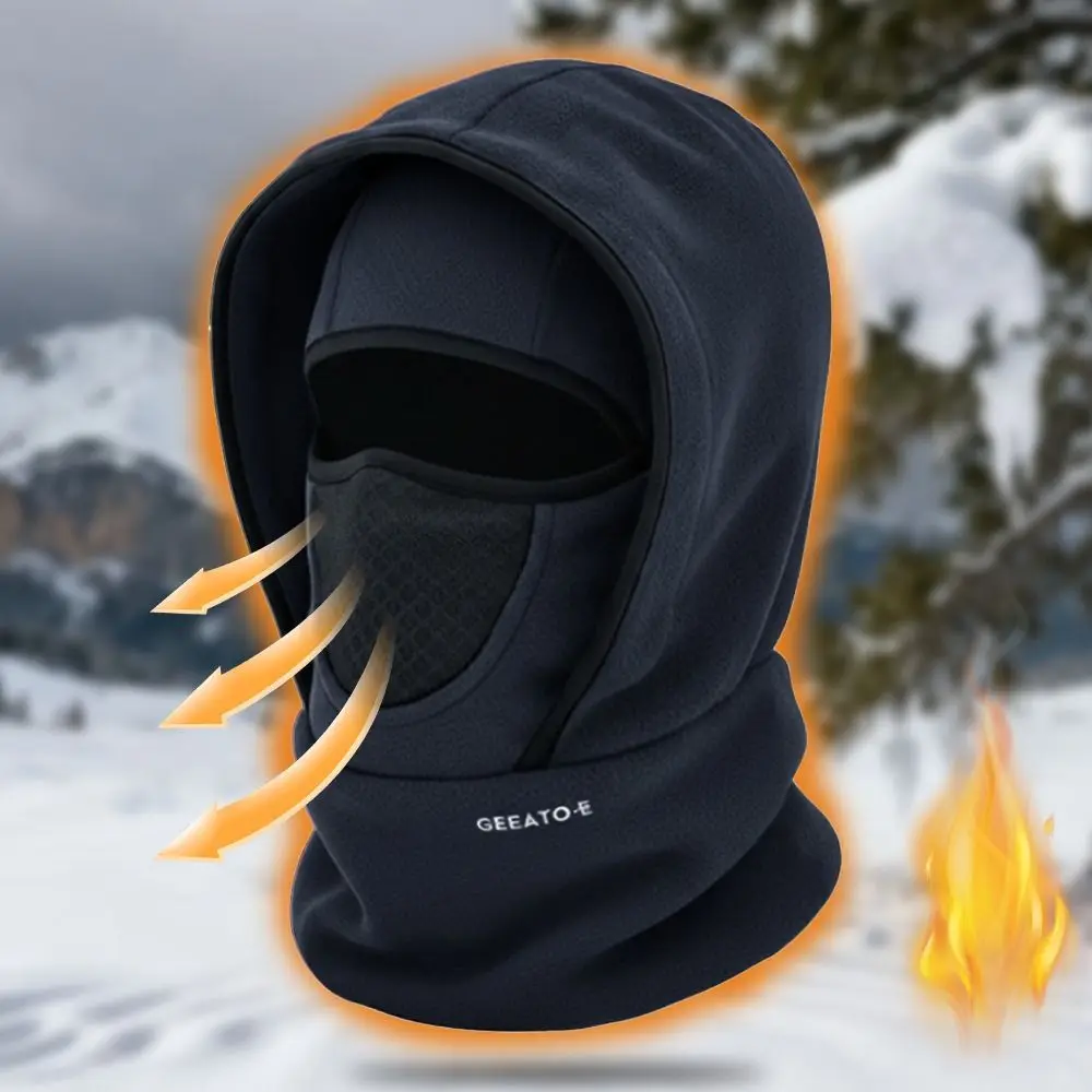 Wasserdichte Polar-Fleece-Sturmhaube für Radfahren und Skifahren bei kaltem Wetter, Gesichtsbedeckung, Thermo-Kapuzen-Nackenwärmer für Damen und Herren – Detail 3