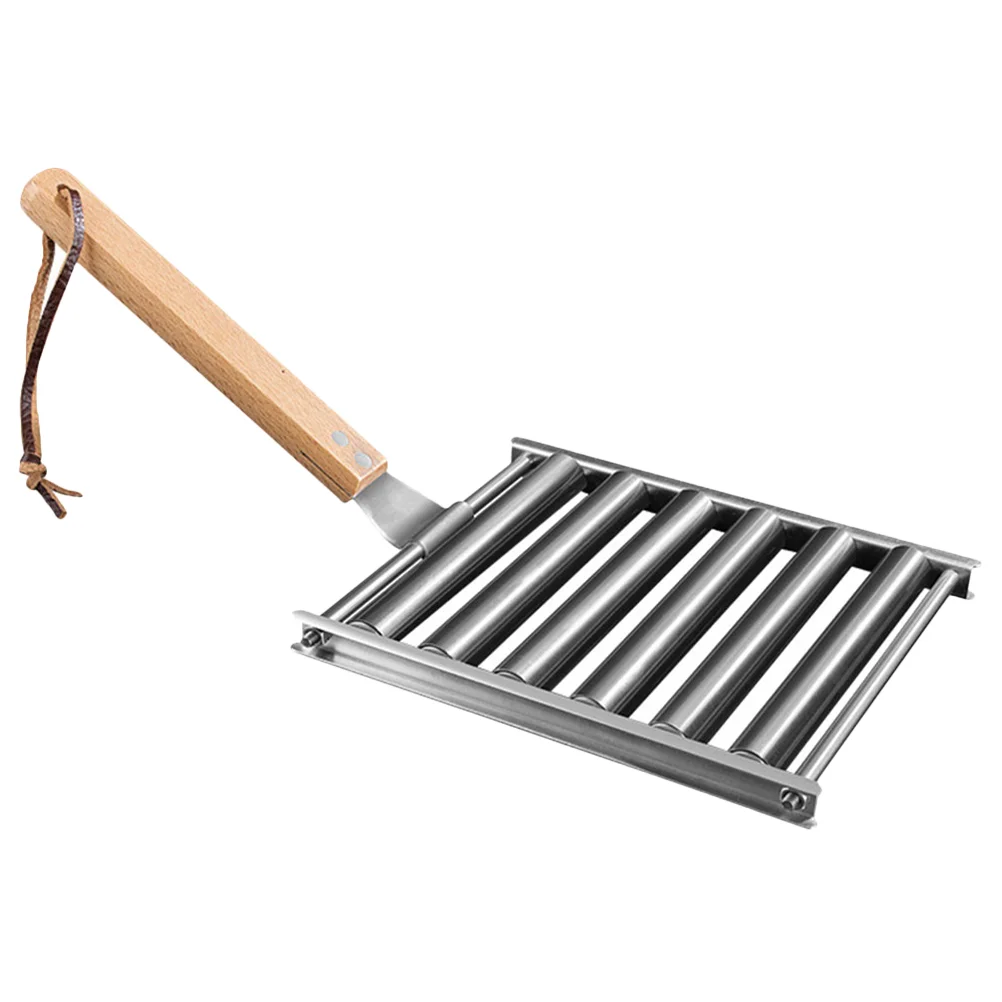 

Folding Grill Roller for Camping Net Stainless Steel Grate Sausage Outdoor Bbq Stand Grilling Rack