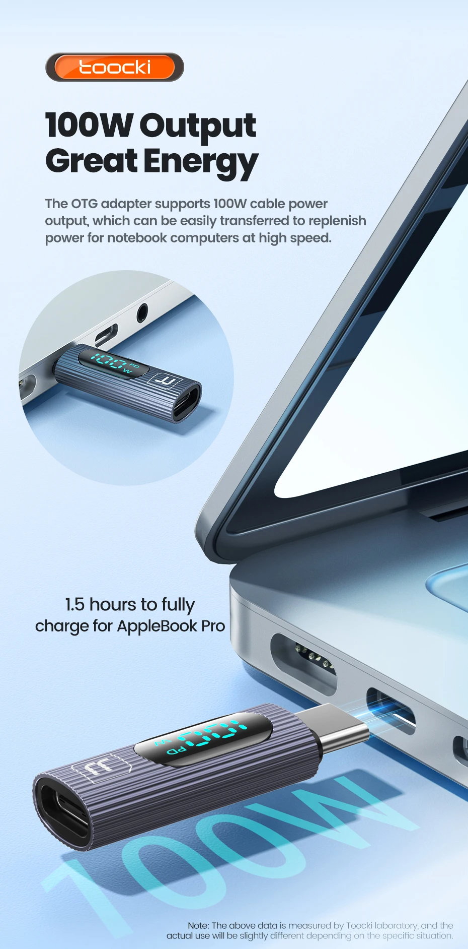Toocki LED-Digitalanzeige Typ C auf C OTG-Adapter 1/2/5er-Pack USB2.0 PD 100 W USB C auf Typ C-Anschluss für iPhone 15 MacBook Pro – Detail 3