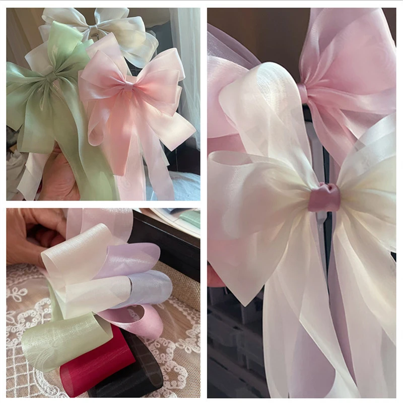 Flowing Light Ribbon Big Bow Hair Clip and Gift Decoration Accessory