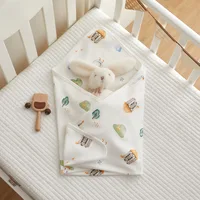 Newborn Cartoon Print Blanket Pure Cotton Double Gauze Blanket Baby Blanket Bath Towel Baby Swaddle 2