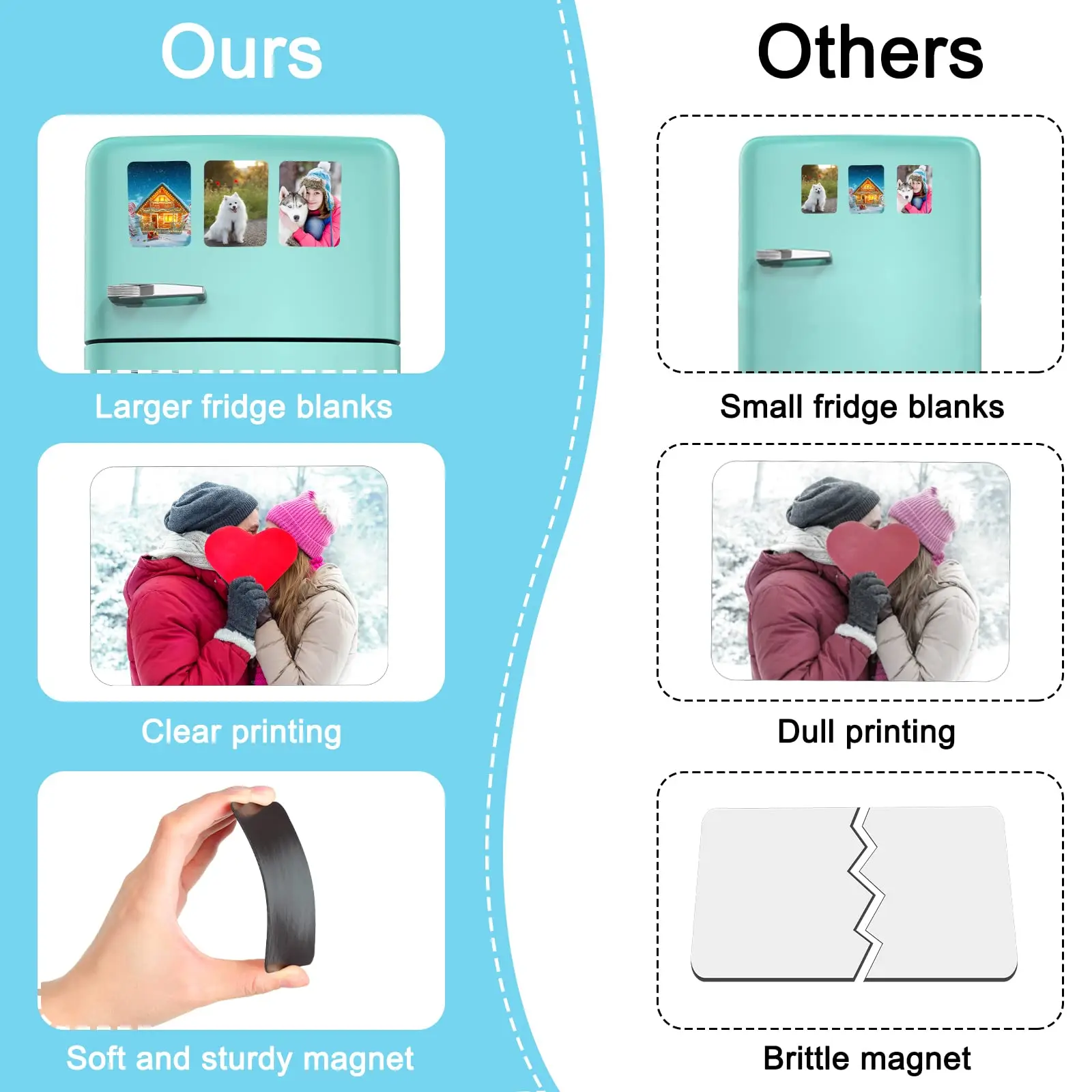 30Pcs/Set Sublimation Magnet Blanks Personalized Fridge Magnet DIY Home Kitchen Fridge Refrigerator Wall Door Decoration
