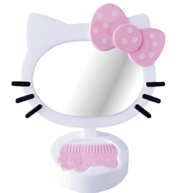 

Милые аксессуары Sanrio, зеркало для макияжа Hello Kittys, милая красота с расческой, складное настольное зеркало, игрушки для девочек, подарок