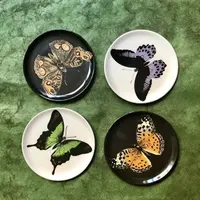 Biomimetic Butterfly Decorative Plate Colorful Insects Sign Board for Home Decor Wall Hanging Ceramics Round Dish Cake Tray 2