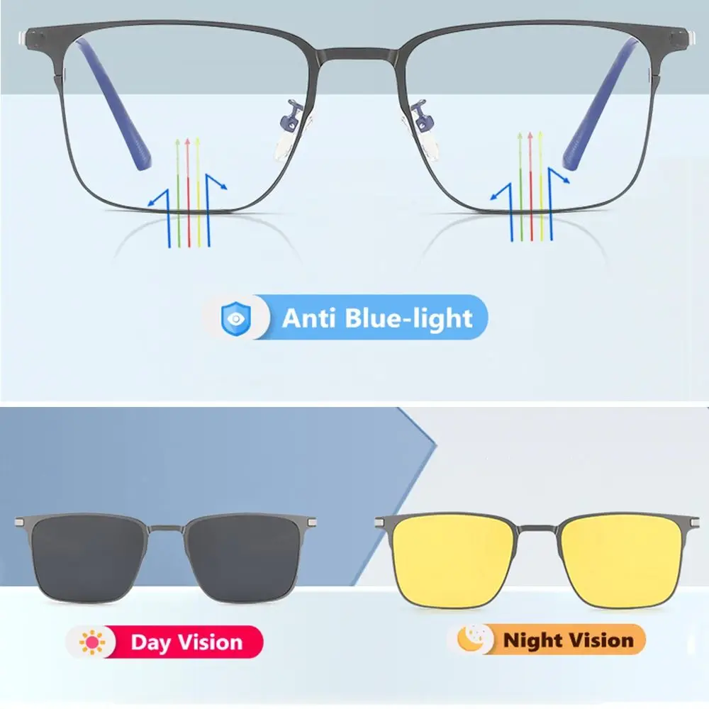 Lunettes anti-lumière bleue 3 en 1 avec sur-lunettes magnétiques pour  vision nocturne et protection