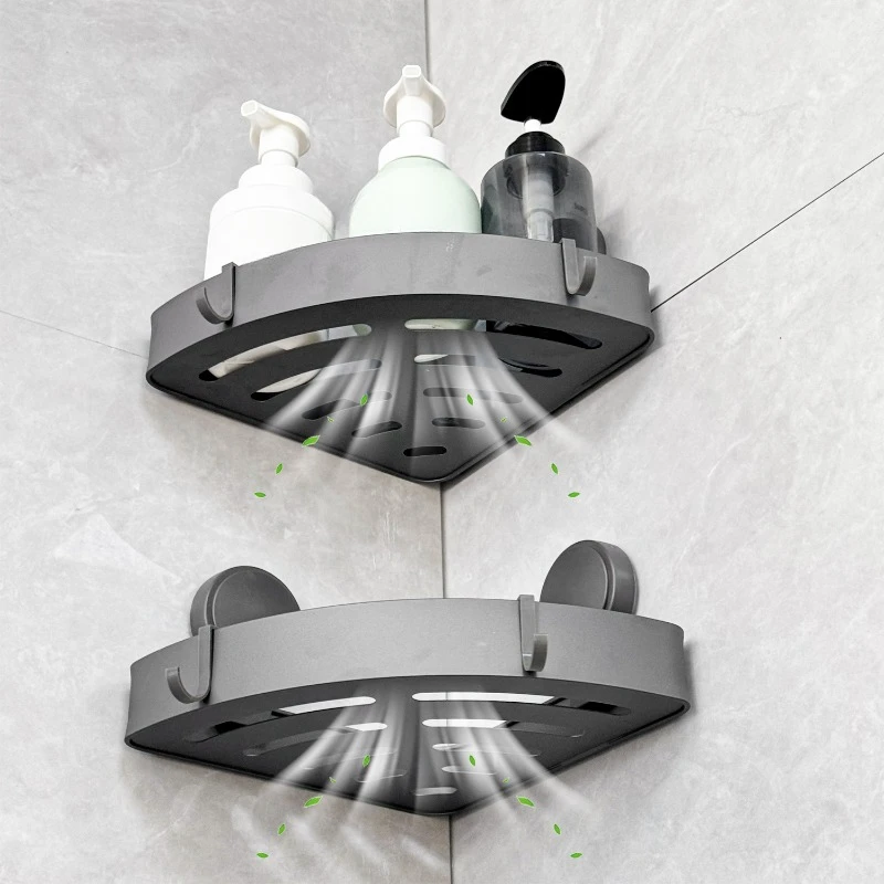 Shower Suction Cup Shelf Wall Mounted Suction Cup Corner Shelf Bathroom Triangle Organizer Basket Kitchen Storage  Accessories 5