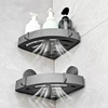 Shower Suction Cup Shelf Wall Mounted Suction Cup Corner Shelf Bathroom Triangle Organizer Basket Kitchen Storage  Accessories 5