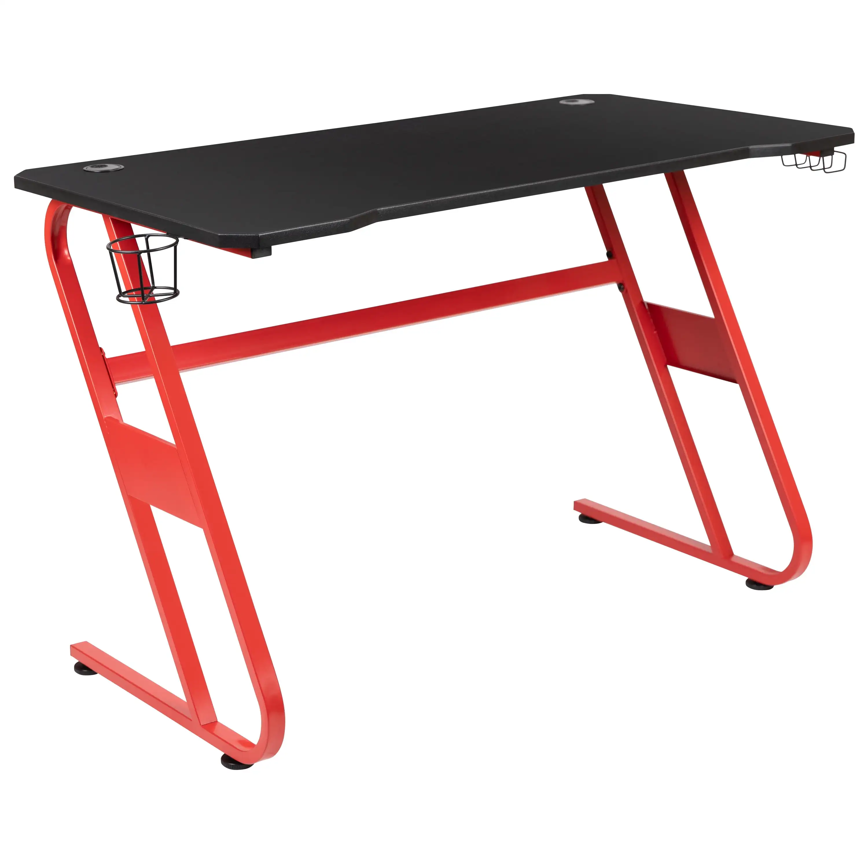 Furniture Red Gaming Ergonomic Desk with Cup Holder and Headphone Hook 2