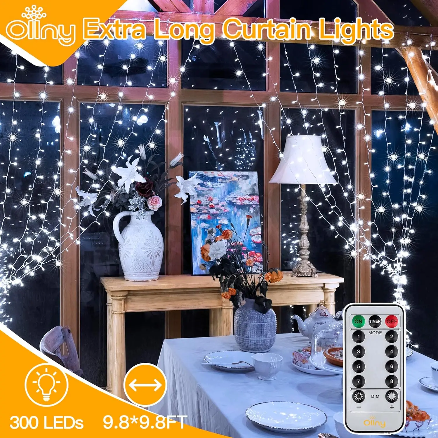 Fairy LED Curtain Lights USB Remote Waterproof 300 LED for Bedroom Xmas Wedding Party Patio Garden Indoor Outdoor Decor