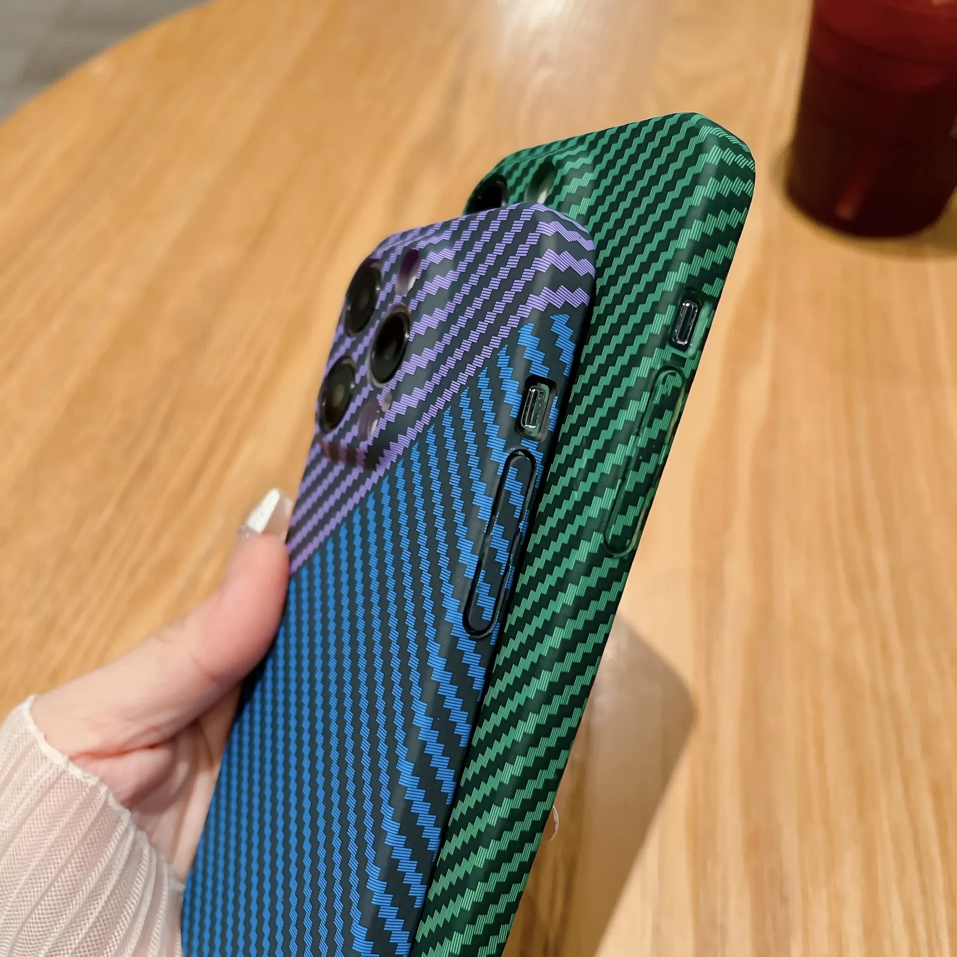 Luxury Matte Ultra Thin Carbon Fiber Texture Hard PC Phone Case For iPhone 15 14 Plus 13 12 11 Pro Max Shockproof Back Cover