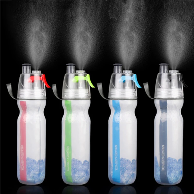 Keep Cool Insulated Bike Sports Water Bottle Spray Mist Squeeze Bottle 500Ml Nebulizzazione Spray Portatile A Due Piani Per Esterni
