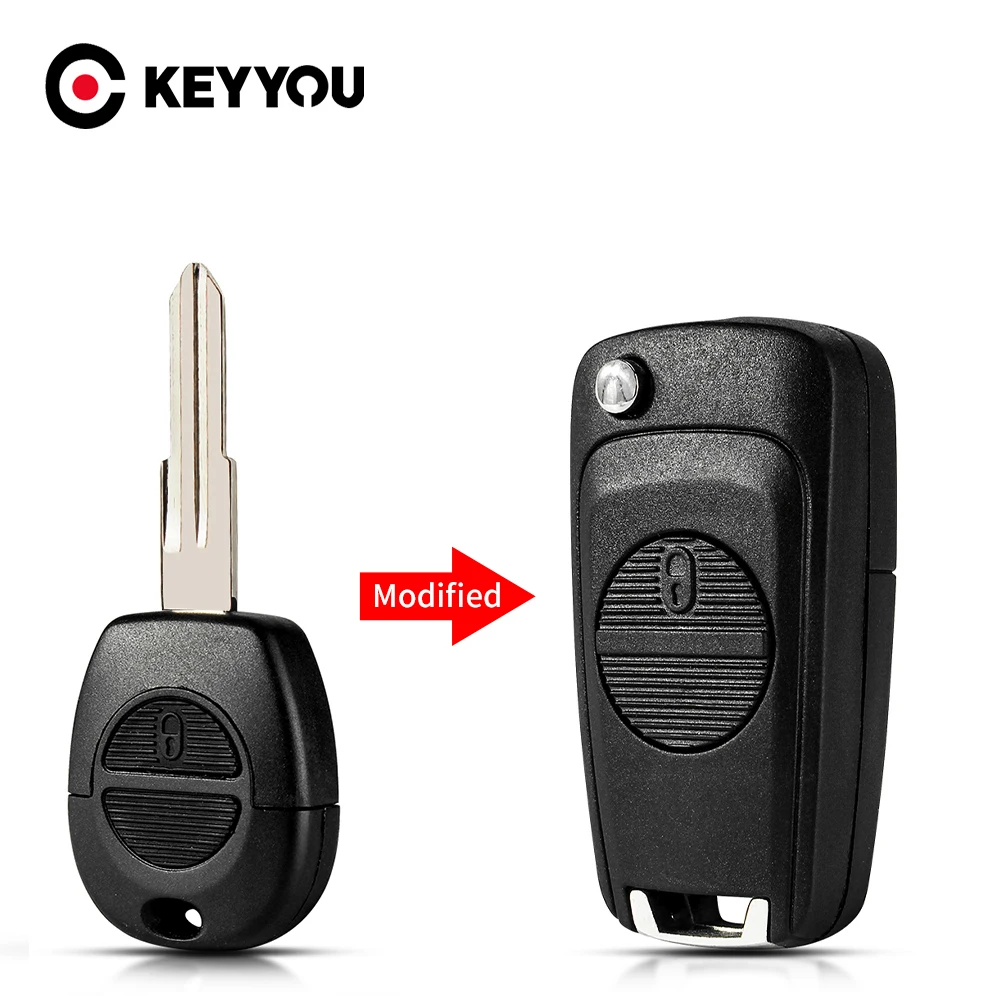 Car key shell KEYYOU Modified Folding 2 Button Auto for Nissan Micra Almera Primera X-Trail Replacement Remote Key Cover Case