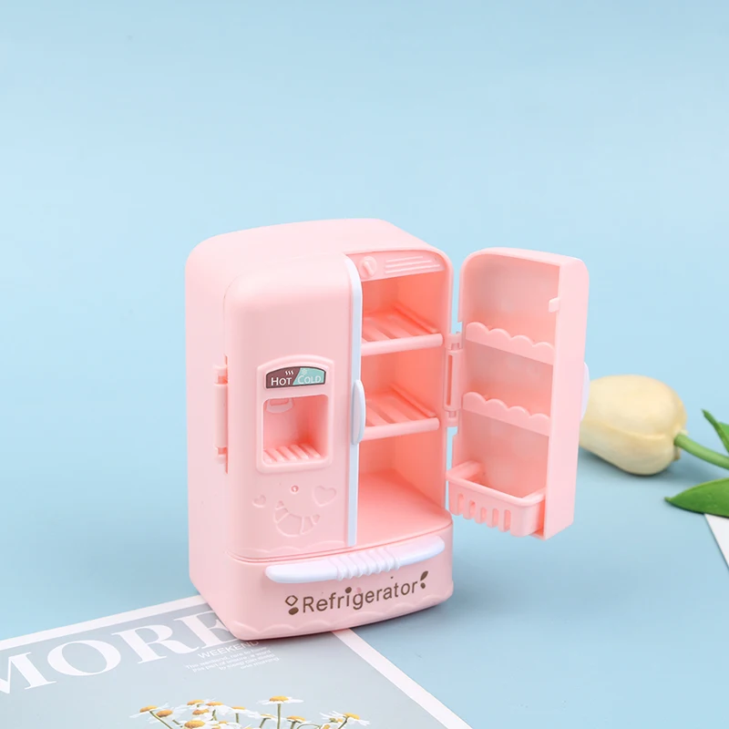 1 Pc 1/12 Casa Delle Bambole In Miniatura Rosa Frigorifero Frigorifero Congelatore Per Bambole Accessori Per La Decorazione Della Cucina
