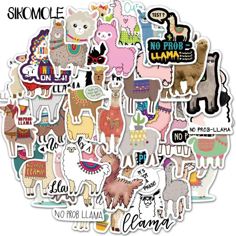 10/30/50PCS Cute Cartoon Alpaca Sheep Animal Sticker Llama Camel Kawaii Laptop Scrapbook Skateboard Car Toy Decals Stickers F5
