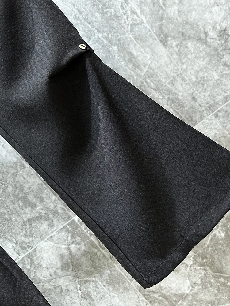 Fashion 2024 Summer New Casual Trousers Retro Trendy Male Casual Pants Men's Metal Decoration Design Handsome Straight Pants