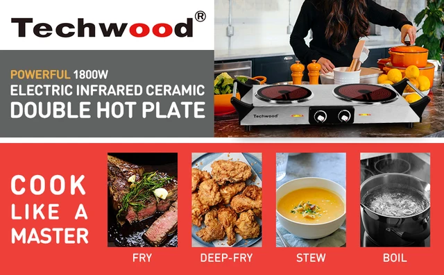Techwood 1800W Electric Hot Plate Cooktop for Cooking,Infrared Ceramic