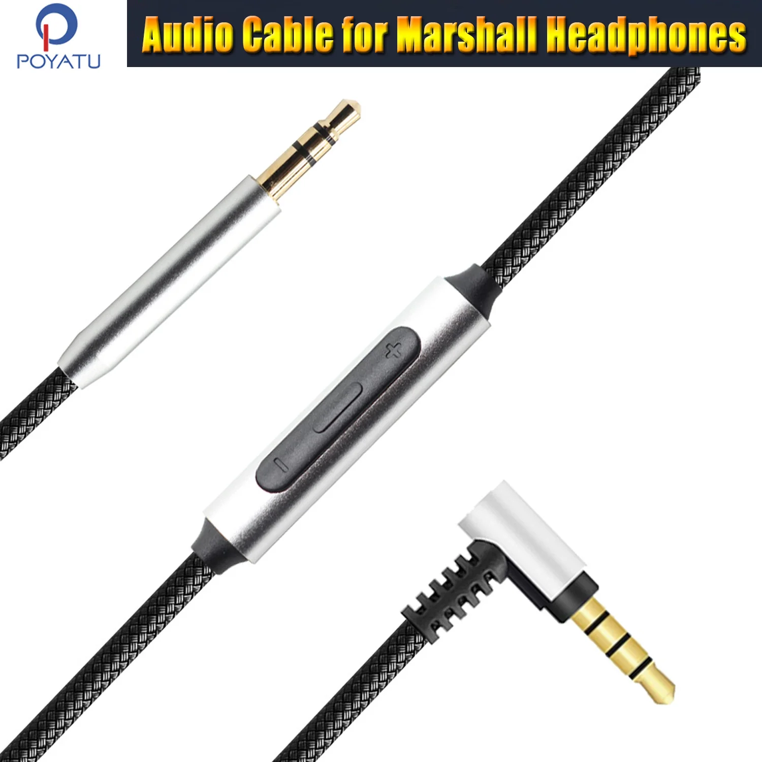 Audio Mic Cable for Marshall Major II 2 III 3 IV 4 5 V & Mid A.N.C & Monitor ANC Wireless Headphone Cord With Remote Micorphone