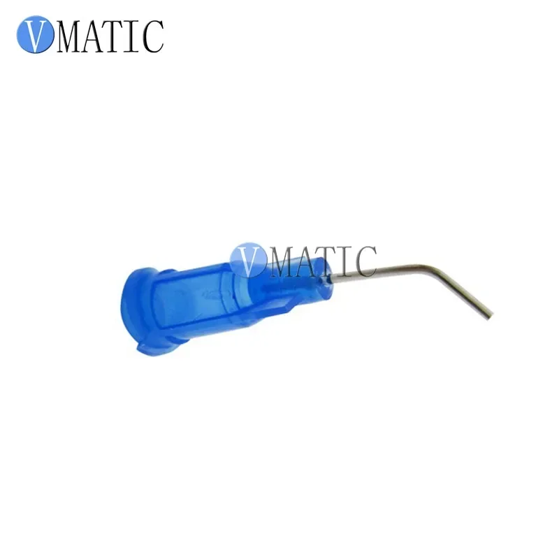 100Pcs 22G Blue 0.5'' Tube 45 Degree Bend Bent Dispensing Blunt End Stainless Steel Needle Tips 1/2 Inch
