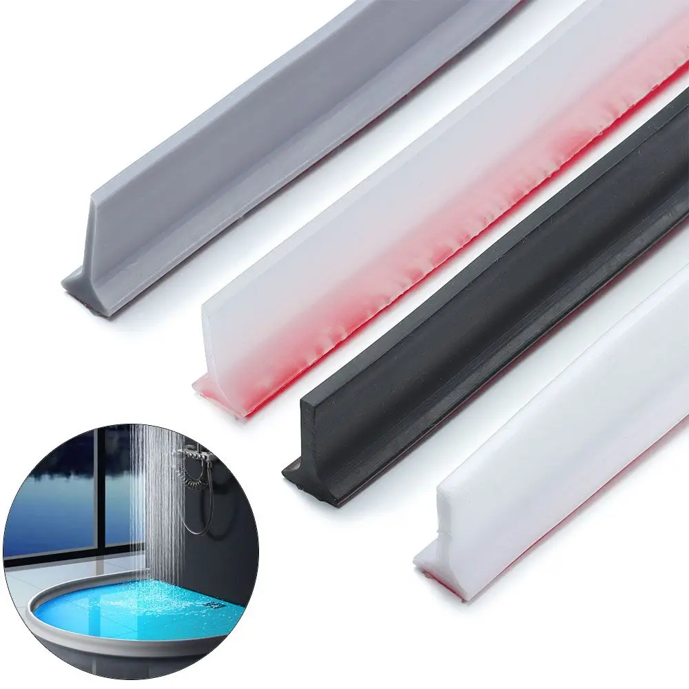 Self-Adhesive Silicone Bathroom Water Stopper Water Retaining Strip Bendable Bathroom Door Washing Machine Shower Dam Barrier Shower Water Stopper