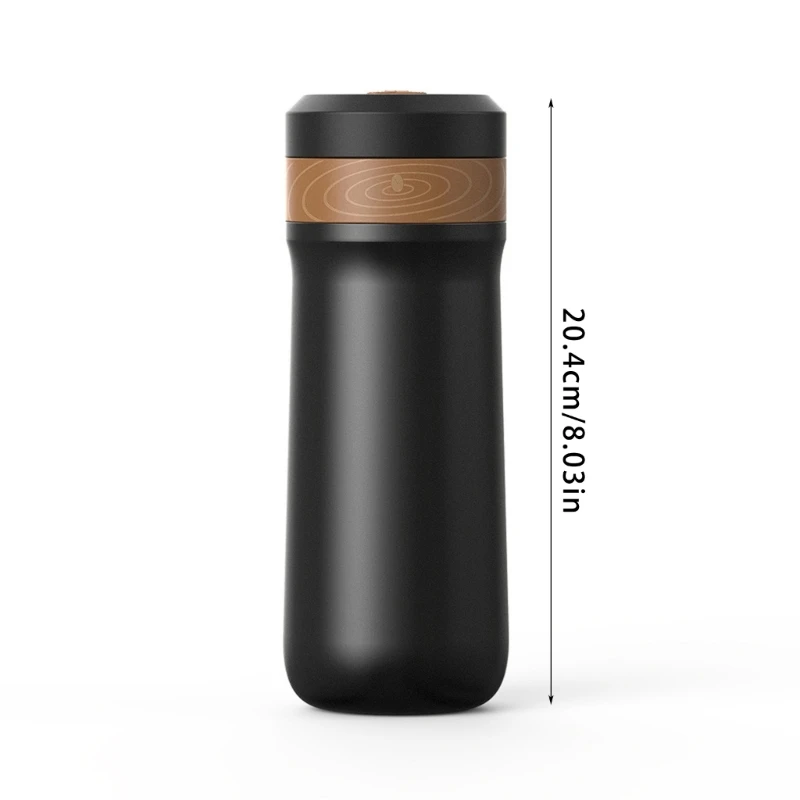 Portable French Press Insulated Water Bottle Stainless Steel Texture Coffee Bottle Travel Water Cup for Outdoor Activity