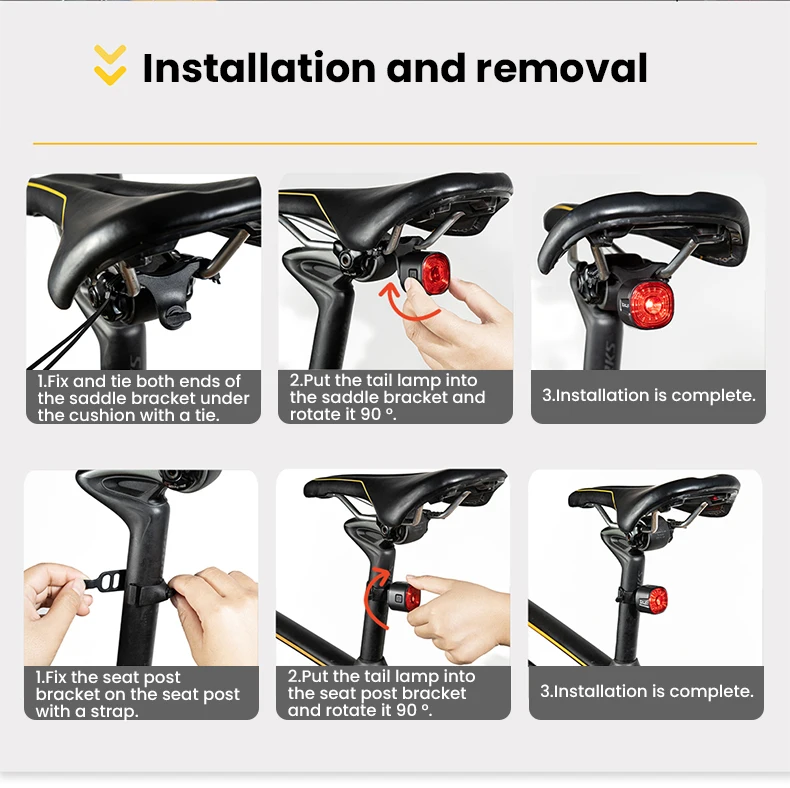 GIYO Bicycle Smart Taillight Rechargeable 6 Modes Waterproof LED GL09S Smart Brake Sensing Rear Light Cycling Seatpost Taillight