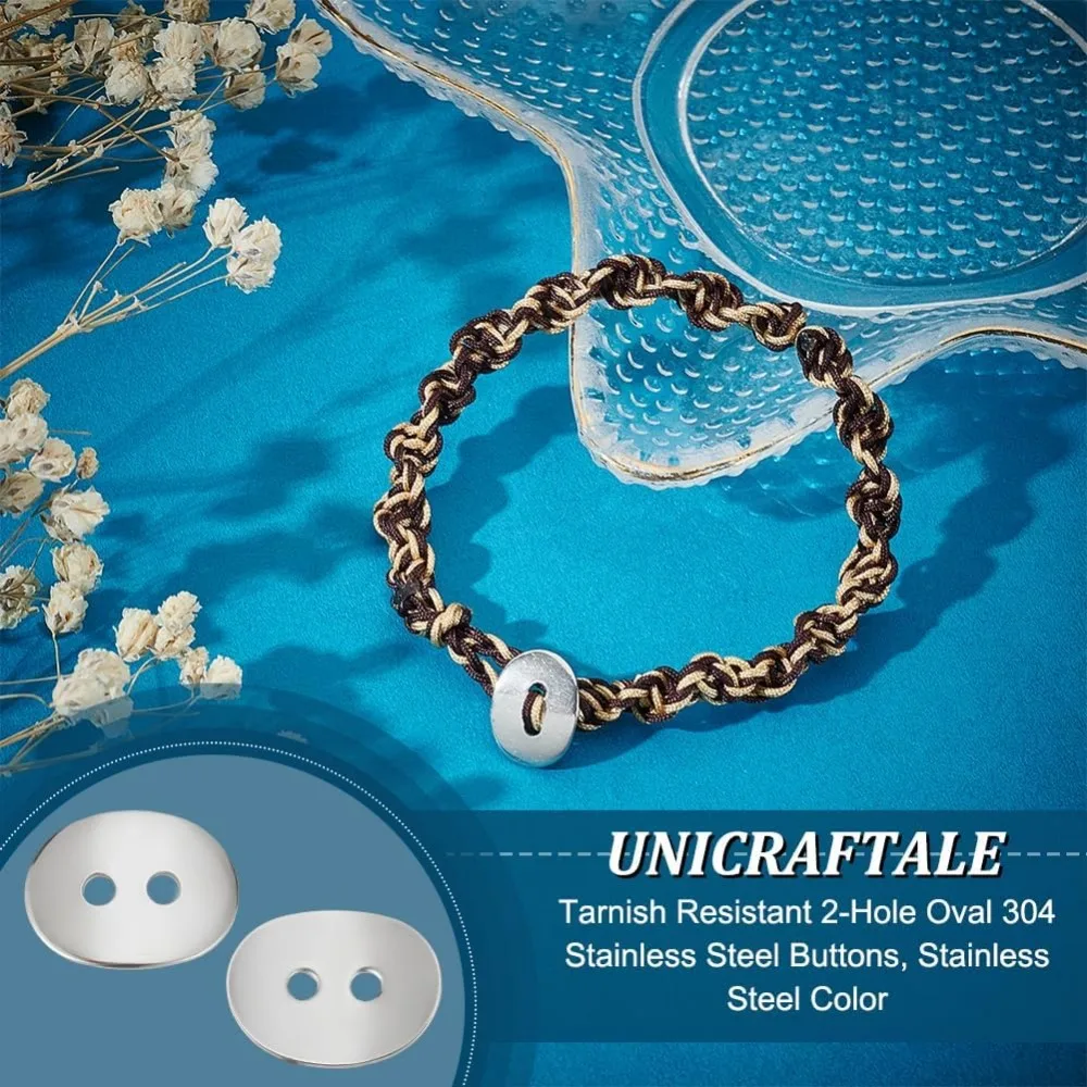 20pcs 304 Stainless Steel Sewing Button Curved Flat Oval Buttons