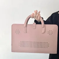 Housse de protection pour ordinateur portable en PU rose avec poignée, étui de protection pour Macbook, Lenovo, Xiaomi, Huawei 4
