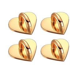 Metal Heart Phone Charm Hook with Adhesive Patch for Case Back Straps and Chains (4PCS Gold)