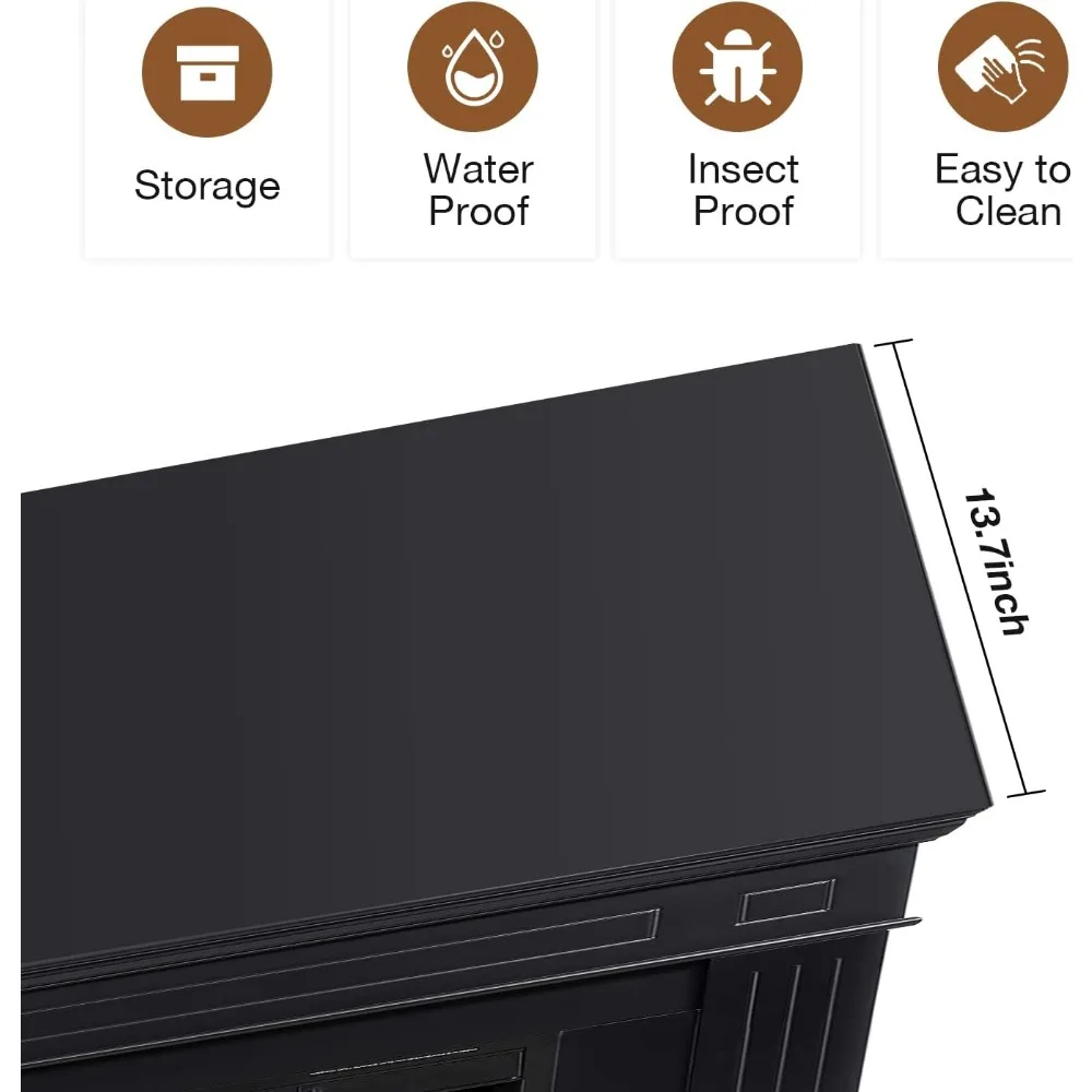 44" Electric Fireplace with Mantel Package Free-Standing Fireplace Heater, Wooden Surround Firebox with Log, Remote Control 4