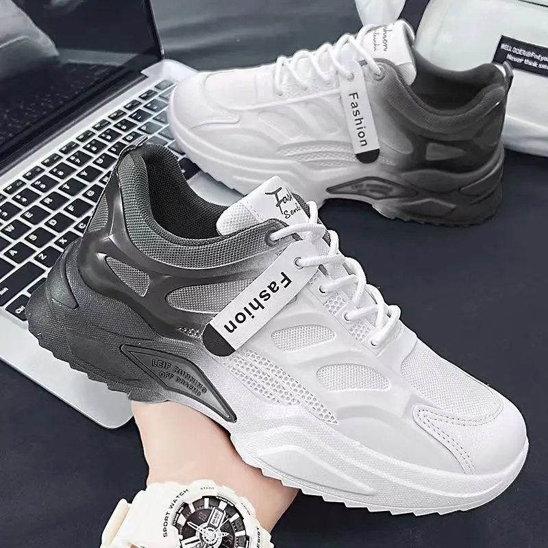 Summer Breathable Men's Shoes Ventilate Breathe Freely 2024 New White Trendy And Versatile Running Casual Sports Dad