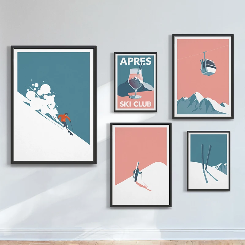 Minimalismo Nordic Ski Room Decor Poster Canvas Painting Print Ski Art Gallery Wall Picture Camera Da Letto Soggiorno Home Decor Gifts
