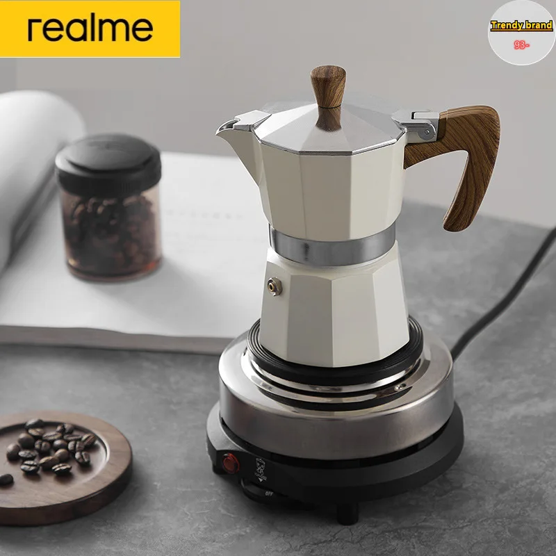 

Realme Portable Hand-Brewed Coffee Appliance Electric Stove Set Ten-Pointed Moka Pot To Brew Coffee Home Italian Extraction