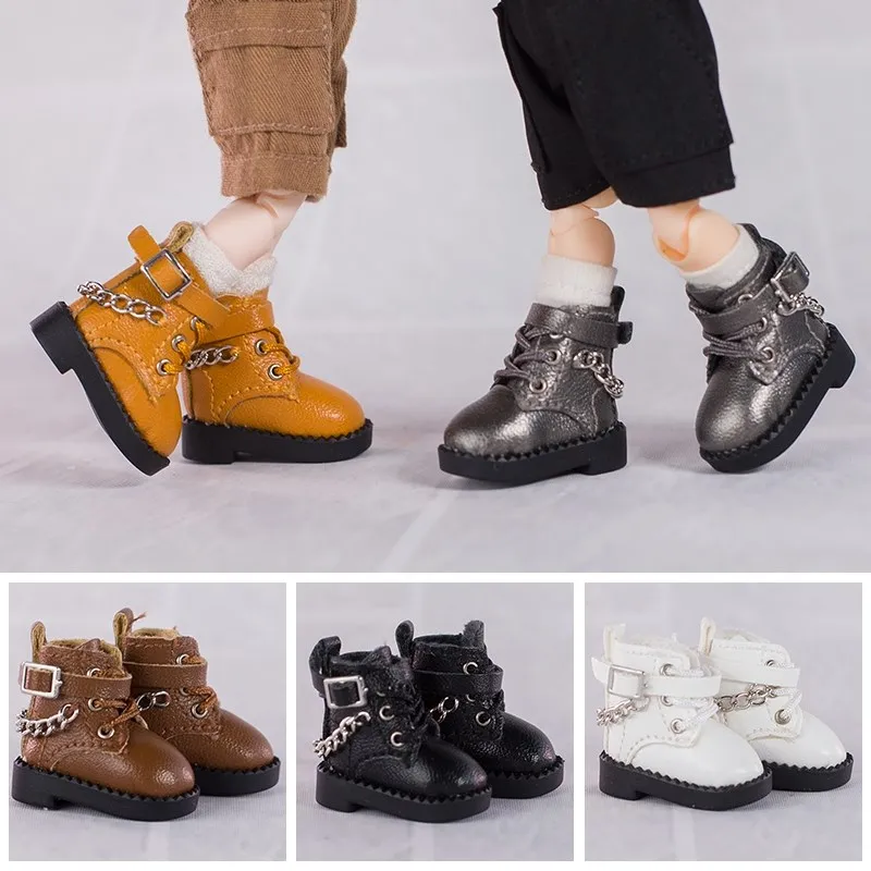 Ob11 Casual Chain Boots Shoes Leather Boots Molly Sister Head Shoes GSC Plain Doll Shoes Doll Accessories 1/12bjd Shoes New