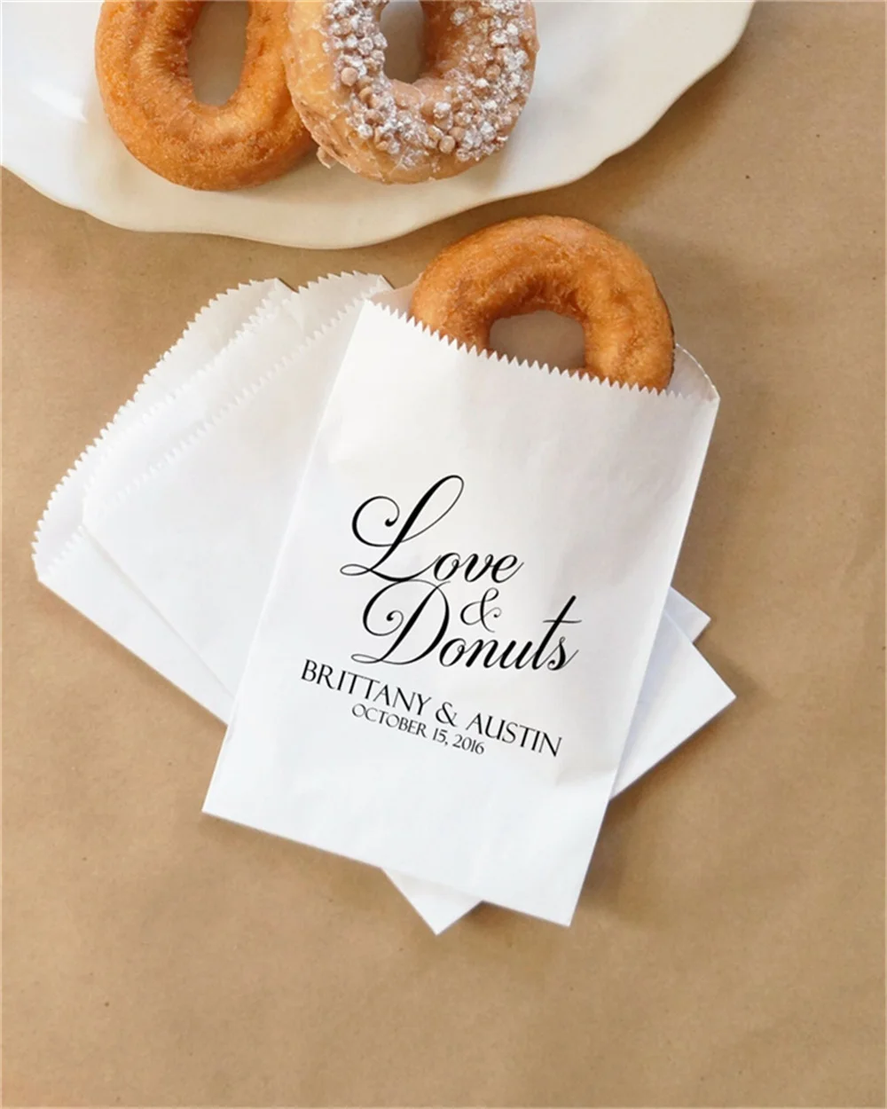 

50pcs Wedding Donut Bags, Fall Wedding Doughnuts, Barn Wedding, Cider and Donuts, Dessert Table - Personalized - Lined, Grease