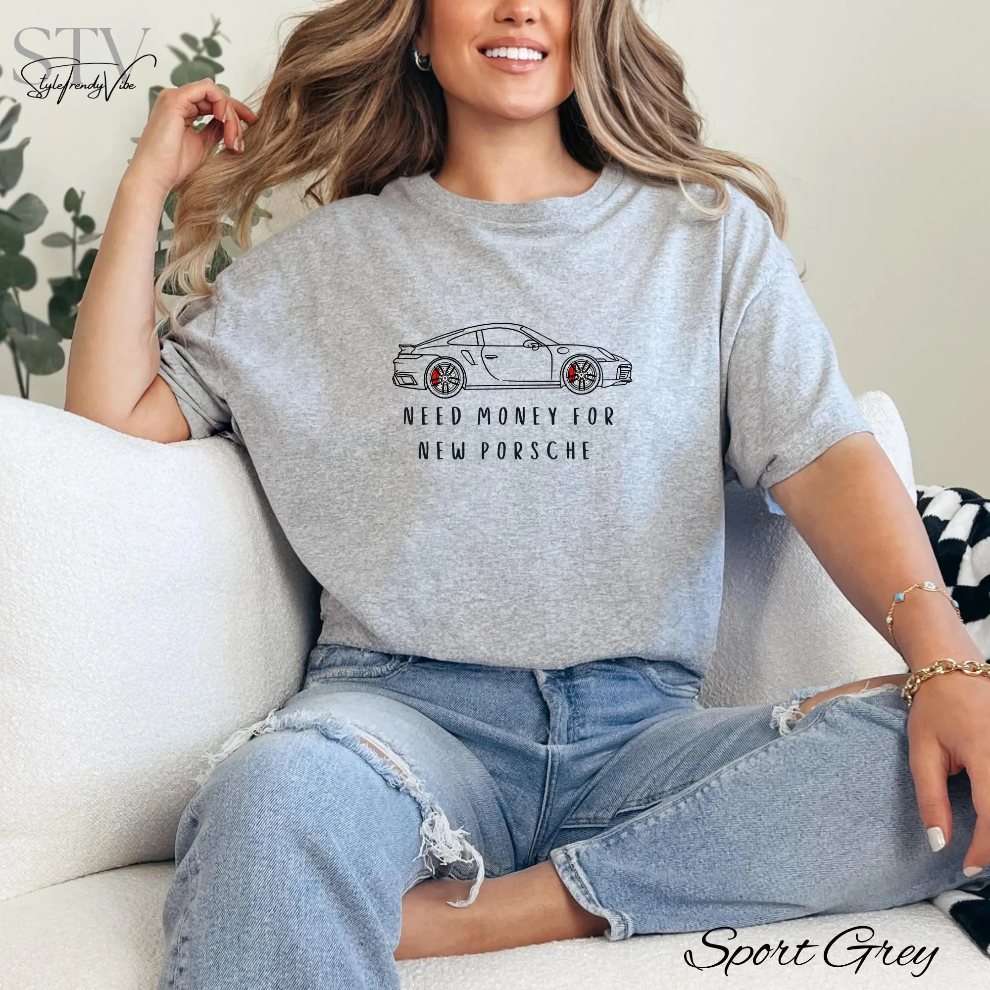 2025 Need Money for New Porsche T Shirt Men Women Cotton Tees Short Sleeve Brand T-shirt High Quality Summer Y2k Tops Streetwear 3