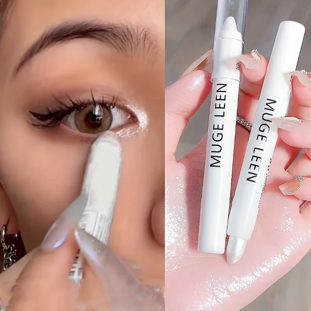 1PC Glitter Highlighter Pen Pearlescent Matte White Silvery Brighten Eyeshadow Stick Shiny Eye Face Makeup