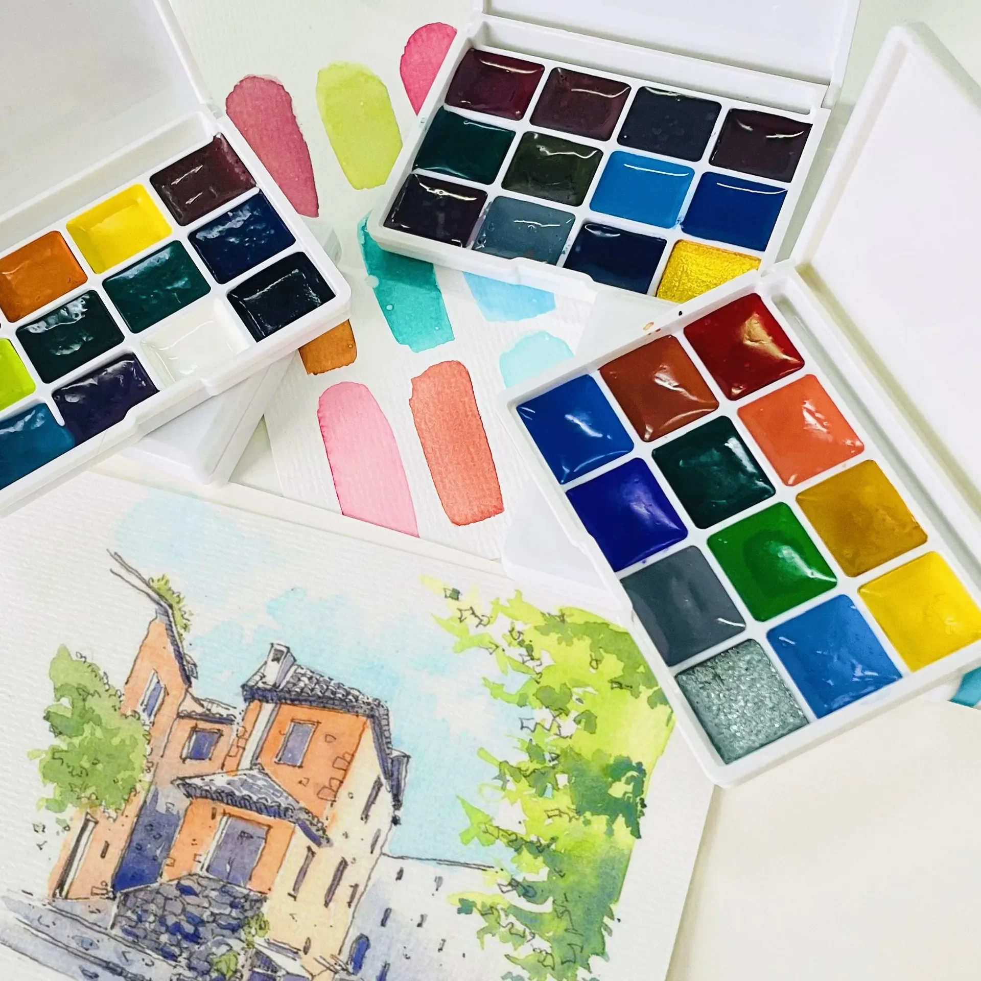 

12 Color Solid Pigment Four Seasons Watercolor Pigment Nail Painting Halo Dye Popular Color Versatile