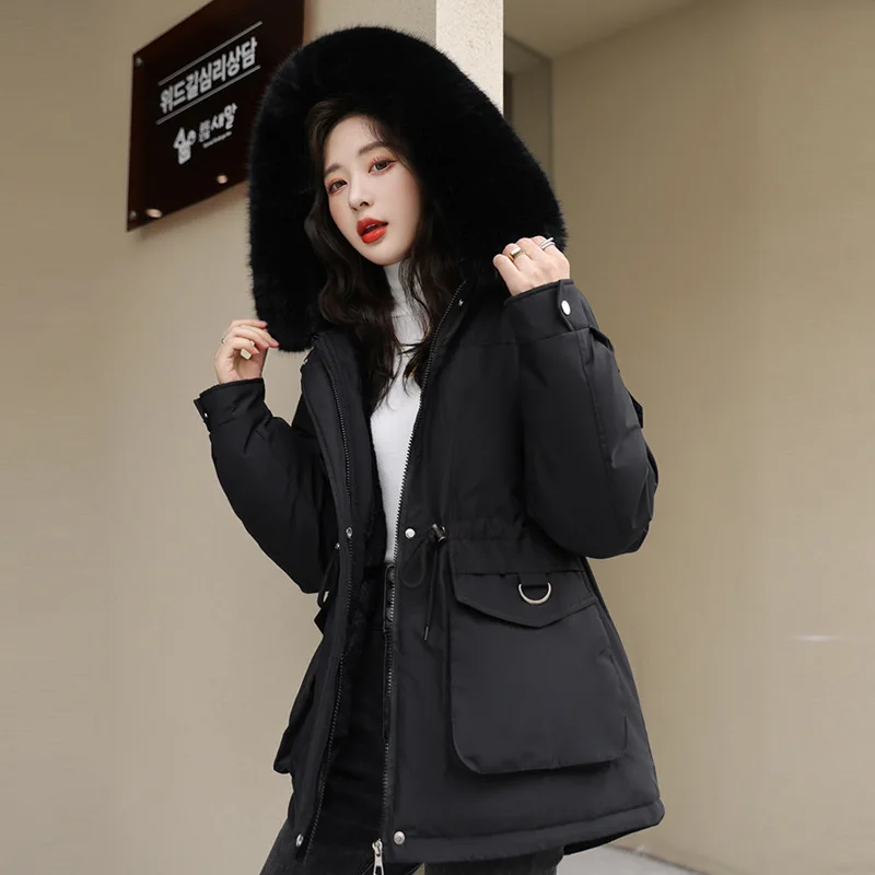 Cotton Jacket Women's Short Large Fur Collar 2023 New Winter Outfit Large Size Cotton Jacket Loose and Detachable, Overcoming Wa